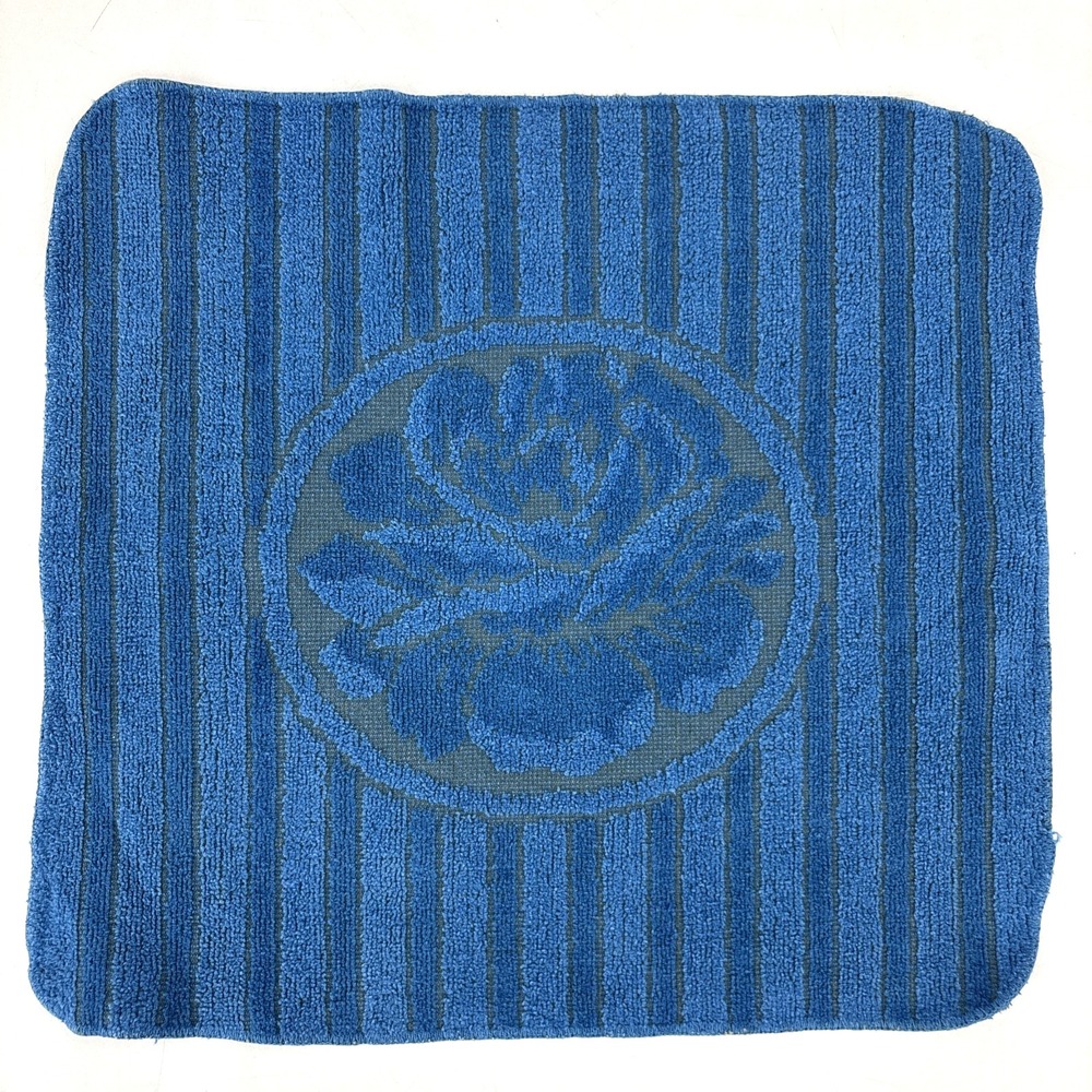 Vintage Fieldcrest Washcloth Towel Blue Floral Sculpted Bath MCM Cotton